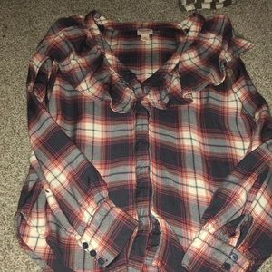 Plaid shirt with ruffles